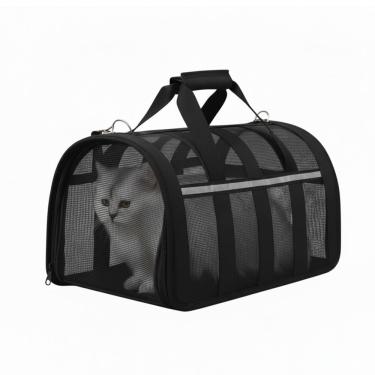 Imagem de Bolsa Transporte Pet Cachorro Gato Coelho Porquinho Hamster Animais Faixa Refletiva Confortavel Passeio Viagem Caminhada