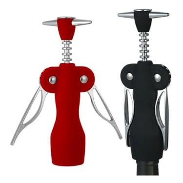 Imagem de Saca Rolhas Abridor De Vinho Emborrachado Inox Profissional (Emborrachado Vermelho)