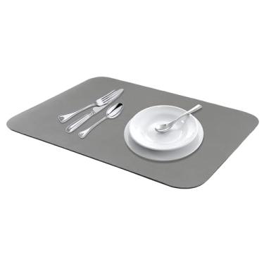 Imagem de Generic Grande tapete de secagem de pratos de pedra diatomácea, tapetes de café de secagem rápida para bancada, pratos, copos e utensílios 39,9 x 30 cm cinza escuro