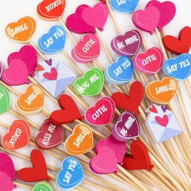 Imagem de WorldBazaar Palitos de coquetel para o dia dos namorados, 200 peças, palitos de dente de coração, para aperitivos, comida, frutas, sanduíches, aniversários, artigos de festa de casamento