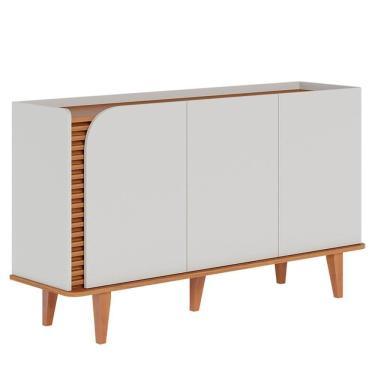 Imagem de Balcão Aparador Buffet 3 Portas 136 Cm Jurere Colibri Off White Matte Freijo