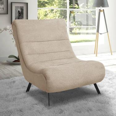 Imagem de Poltrona Com Pés Em Ferro Tecido Bouclé Vancouver – Lucadi Bege