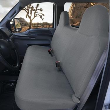 Imagem de EDIETH Capa de banco frontal de tecido sanduíche compatível com Ford F250 F350 F450 1999 2000 2001 2002 2003 2004 2005 2006 2007 Super Duty Trucks Capa de banco completa - cinza