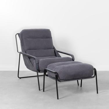 Imagem de Poltrona Maggiolina com Puff - Chumbo e Cinza