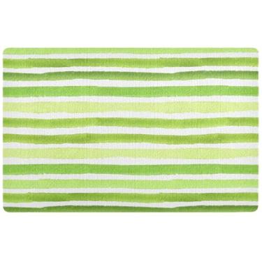 Imagem de TSENQUE Capacho de outono listrado verde limão personalizado bonito tapete de boas-vindas interno, tapete externo de outono antiderrapante, entrada externa, 81 cm x 50 cm