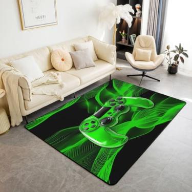 Imagem de Feelyou Tapetes de sala de estar gamer, tapete de área de jogos para crianças, meninos, meninas, adolescentes, conjunto de tapetes decorativos, 12 x 18 cm, presentes de jogos, verde, tapete interno