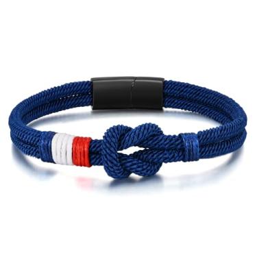 Imagem de Pulseira de corda trançada Infinity para homens – Pulseira de corda feita à mão com nó náutico com fecho de aço inoxidável corda de surfista corda paracord pulseiras presentes de amizade para homens