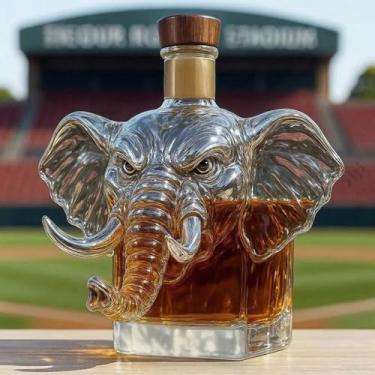 Imagem de Garrafa de uísque, em formato de elefante, 283 g, garrafa de vidro, 3D, tema animal, garrafas de vinho vazias para armazenar bebidas alcoólicas, decoração de arte exclusiva, presente para homens