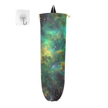Imagem de Linda galáxia com muitas estrelas suporte de sacola de compras, suporte de saco plástico para cozinha, bolsa de compras para pendurar na parede