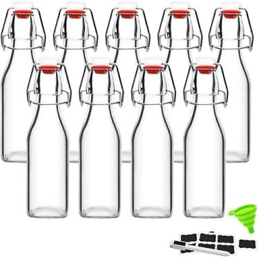 Imagem de Eathtek Pacote com 8 garrafas de vidro de 350 ml com tampas herméticas – tampas flip top estilo Grolsch e vedações de borracha para cerveja caseira, kombucha, kefir, chá gelado, suco, óleo e vinagre