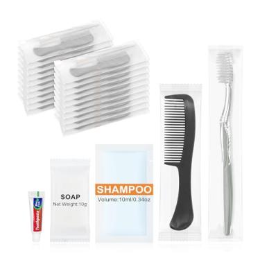 Imagem de Lomgwumy Kit de higiene, kit de escova de dentes de viagem apresenta itens embalados individualmente. Suprimentos de higiene a granel são ideais para viagens, hotéis, acampamento e uso doméstico