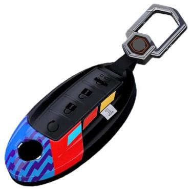 Imagem de Capa de chave de carro de 4 botões compatível com Nissan Sentra / Leaf / Rogue / Sunny / Versa / Patrol X-Trail / Qashqai / GT-R / Kicks compatível com Infiniti(Black Blue set1)