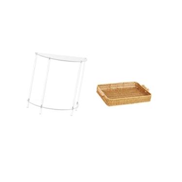 Imagem de Fenteer Mesa Lateral de Acrílico Trançado para Espaços Pequenos com Cesta de Frutas, Tigela para Servir Lanches E Prato de Pão, Mesa Lateral Decorativa para B
