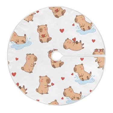 Imagem de Blueangle Saia de árvore de capivaras de dia dos namorados de 118 cm - decoração de árvore de feriado de poliéster macio resistente a rugas (375)