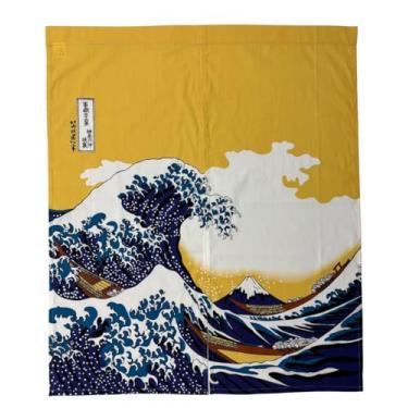 Imagem de Edoten Cortina de porta tradicional japonesa Noren com Ukiyo-e The Great Wave da Hokusai. Compre cortina separando e decorando porta, entrada da cozinha ou corredor.