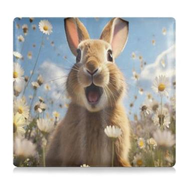 Imagem de CEBUGI Porta-luvas com porta-luvas e porta-luvas com flor de margarida coelho para organizador de documentos, 12,5 cm x 24 cm