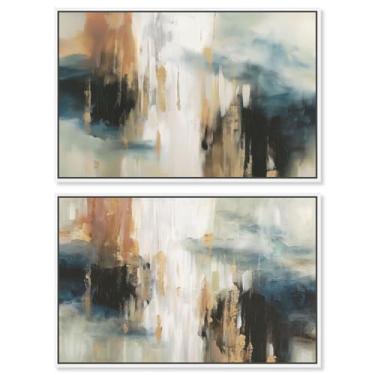 Imagem de Clearing Mist Canvas Print Conjunto de 2 arte de parede para sala de estar por Art Remedy, moldura branca, 76 x 50 cm