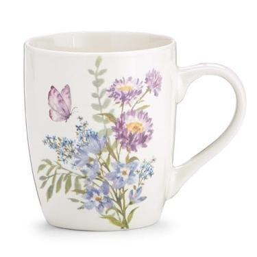 Imagem de burton+BURTON Caneca de borboleta de flores, 510 g, roxo e azul
