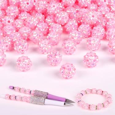 Imagem de 100 contas de strass - contas para canetas com contas, contas focais para canetas com contas, contas espaçadoras para chaveiros, pulseiras artesanais - rosa