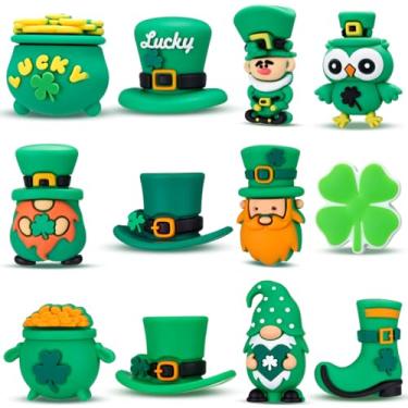 Imagem de Watersay 12 peças de contas focais de silicone 3D canetas contas a granel para chaveiro, artesanato, colar, pulseira, corrente de telefone, pingentes para fazer joias (Dia de São Patrício)