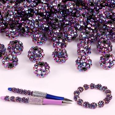 Imagem de 100 contas de strass - contas para canetas com contas, contas focais para canetas com contas, contas espaçadoras para chaveiros, pulseiras artesanais - roxo