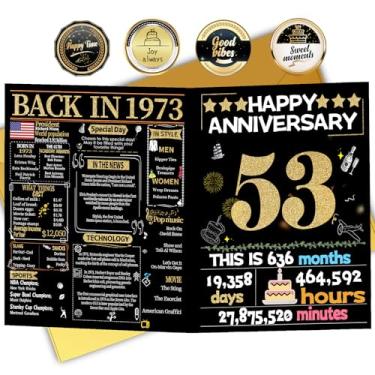 Imagem de Joycard Cartão de aniversário de 53 anos para mulheres e homens, cartão de casamento para esposa marido, presentes de decorações de casamento doces para casal, perfeito para ela no dia de aniversário