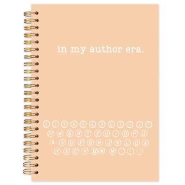 Imagem de Yhtrg Cadernos espirais com padrão de máquina de escrever marrom, presentes para autores e escritores, diário de cadernos espirais, diários de presentes para autores para escrever, caderno da minha