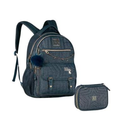Imagem de Kit Mochila E Estojo Escolar Juvenil Jeans Rebecca Bonbon - Clio Style