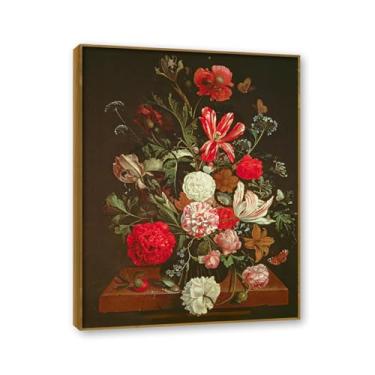 Imagem de NHLDZYH Moldura de teca. Arte de parede em tela de especiarias coloridas e colher de tempero | Decoração de cozinha vintage | Arte moderna para casa e sala de jantar. B74. 80 x 105 cm - 31,5 x 41,3