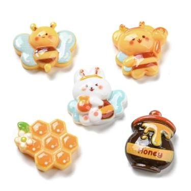 Imagem de Ipotkitt Amuletos de geleca de resina flor chocolate fruta abelha joaninha enfeites flatback para arte de unhas, joias faça você mesmo, capa de telefone clipe de cabelo, decoração de scrapbooking