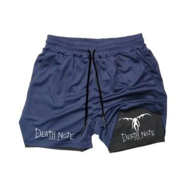 Imagem de Shorts Esportivos Masculinos Anime Death Note Dupla Camada 2 Em 1 Para