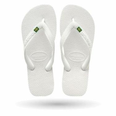 Imagem de Chinelo Havaianas Brasil Bandeirinha Branco Unissex Cor Lisa Básico-Unissex