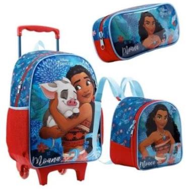 Imagem de Kit Mochila Rodinhas Lancheira Estojo Moana Infantil Xeryus-Feminino