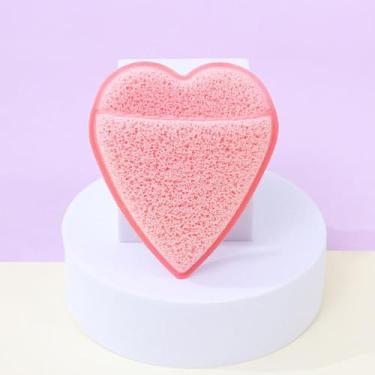 Imagem de 2 peças de esponja de limpeza facial em forma de coração, almofada de beleza esfoliante macia para lavagem diária de cuidados com a pele e remoção suave de maquiagem, rosa claro