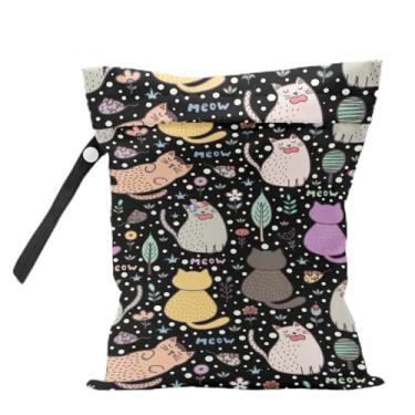 Imagem de Saco de gato fofo reutilizável para viagem, praia, piscina, ioga, bolsa impermeável para roupas de banho, peças de bomba, fraldas cosméticos, organizador de creche, presentes para amantes de gatos