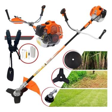 Imagem de Roçadeira Vulcan Trent Vr520h Profissional a Gasolina 3x1 c/ Faca Serra 80 Dentes P/ Troncos, Galhos