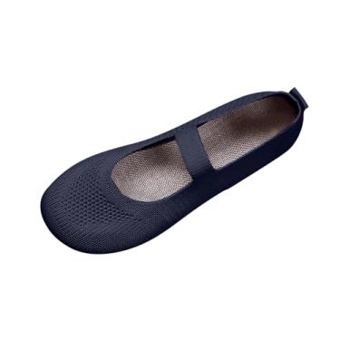 Imagem de Tênis de trabalho feminino casual sem cadarço cor sólida bico redondo respirável cano baixo macio liso EU 36-43, Azul royal, 39