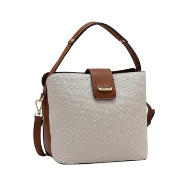 Imagem de Bolsa Chenson com Alça Dupla - 2 Divisórias - 4 Bolsos - Antifurto - Alça de Mão - Tiracolo Regulável - Bege - 3485264