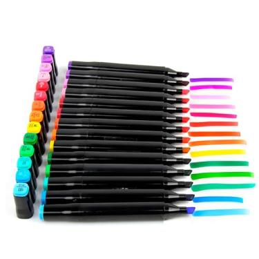 Imagem de Marcadores Artísticos de Ponta Dupla, 48 Cores Vibrantes, Ponta Fina 0.6mm e Pincel 0.8mm, Tinta à Base de Álcool, com Estojo Organizador, para Lettering, Desenho e Ilustração