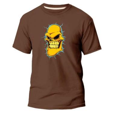 Imagem de Camiseta Algodão Premium Estampa Digital Caveira Amarelo DTF - Pavesi,