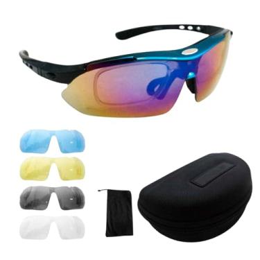 Imagem de Kit Óculos Ciclismo Bike 5 Lentes Suporte Grau Ciclista (Azul)
