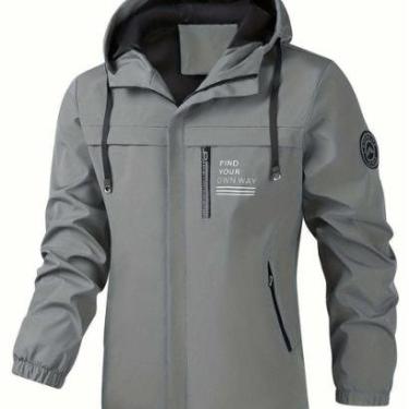 Imagem de Jaqueta Corta-Vento com Capuz Masculina ElaShopp Preto M-Masculino