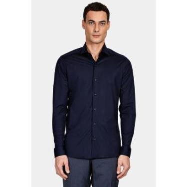 Imagem de Camisa Aramis Manga Longa Slim Cetim Fio 120/2 Marinho-Masculino