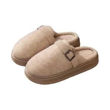 Imagem de Chinelos De Inverno Femininos De Pelúcia Luxuosos Designer Para Uso In