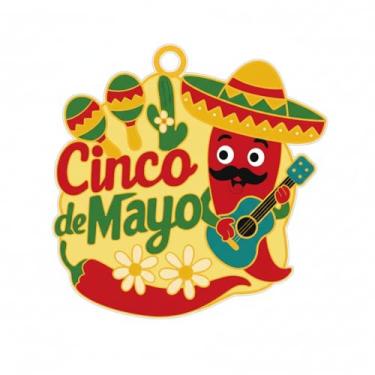 Imagem de Cunno 20 medalhas Cinco de Mayo 5 cm ouro metal mexicano Fiesta Awards com fita para lembrancinhas de festa de aniversário mexicanas Luau adereços para fotos de carnaval escolar suprimentos para