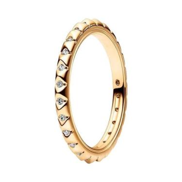 Imagem de Anel Feminino De Prata Esterlina 925 Banhado a Ouro 18K Com Pérola Geo