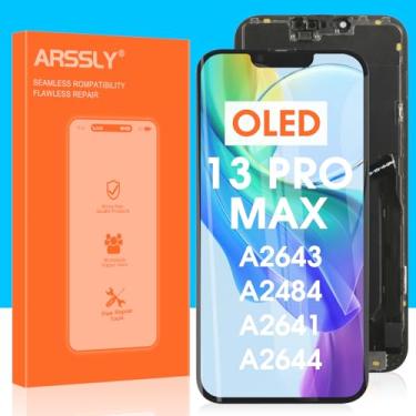 Imagem de Tela de substituição OLED para iPhone 13 Pro Max - para iPhone 13 Pro Max LCD Display Digitalizador Touch Screen Assembly A2643 A2484 A2641 A2644 A2645 com ferramentas de reparo (preto, 6,7 polegadas)