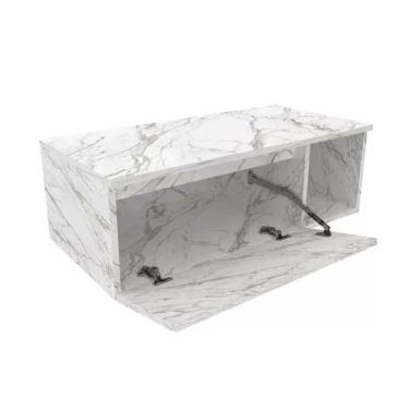 Imagem de Armário C/ Balcão Banheiro Suspenso Bn3601 S/ Cuba 80cm E Espelho Bn3602 Mármore Branco - Tecno Mobili