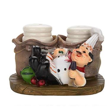 Imagem de Linda estátua de chef saleiro e pimenteiro decorações usadas para decoração de cozinha de casa (#D)