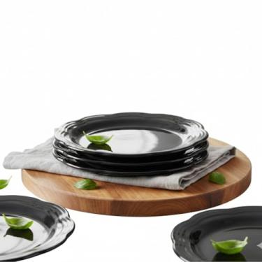 Imagem de PRATO FLOR RASO:2 Unidades Elegância e Versatilidade para Sua Mesa Posta (PRETO)